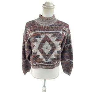 Vintage Turtleneck Navajo Aztec Southwest Knit Sweater